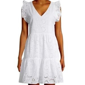 White Eyelet Dress with Ruffle sleeves